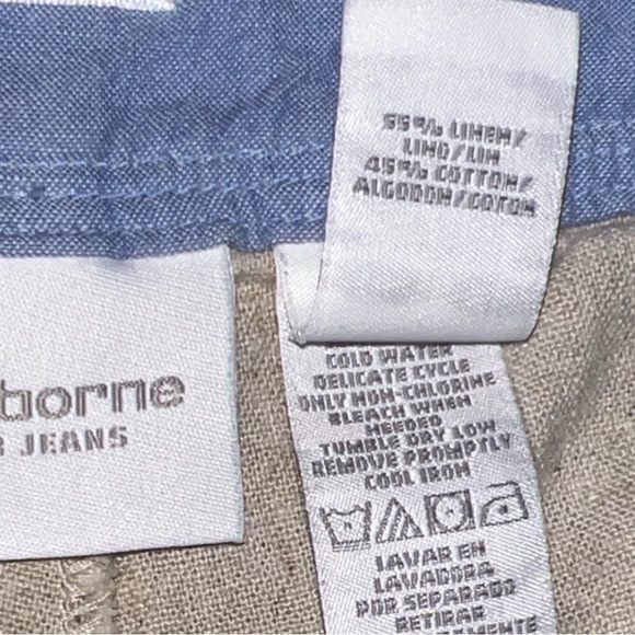 Liz Claiborne Audra Slacks Beach Resort Wear Linen Beige Cream Pants - Picture 5 of 6